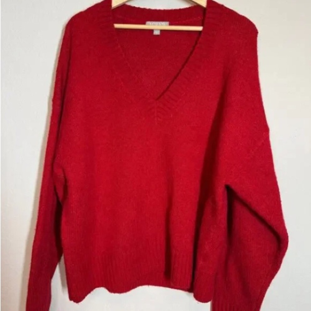 Red V-Neck Women's Sweater